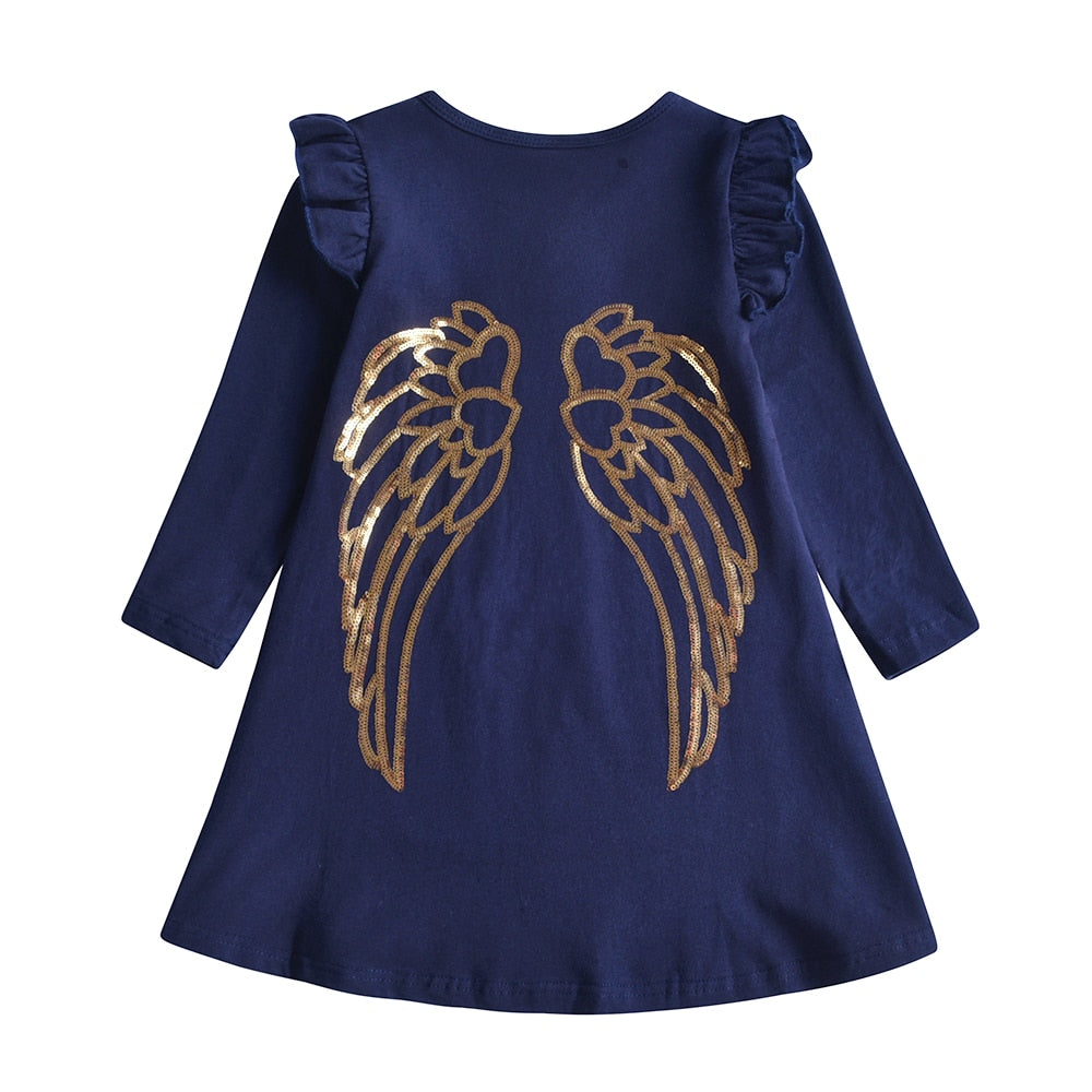Stylish kids' outfit: pink long sleeve t-shirt dress with a playful sequin rabbit design.