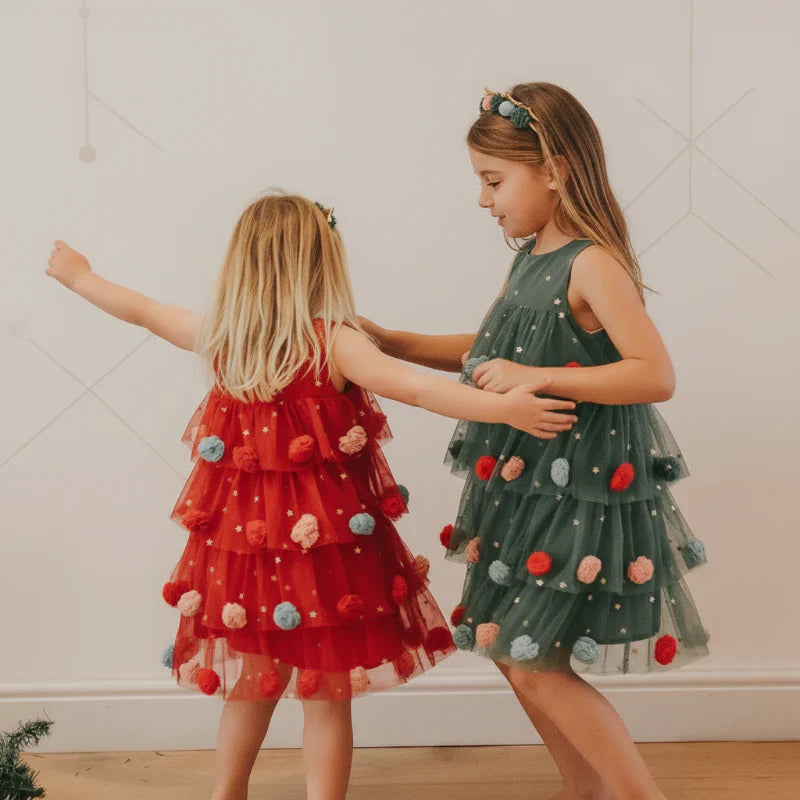Girls' shimmering star Christmas party dress, elegant holiday kids clothing for toddlers