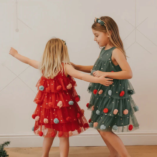 Girls' shimmering star Christmas party dress, elegant holiday kids clothing for toddlers