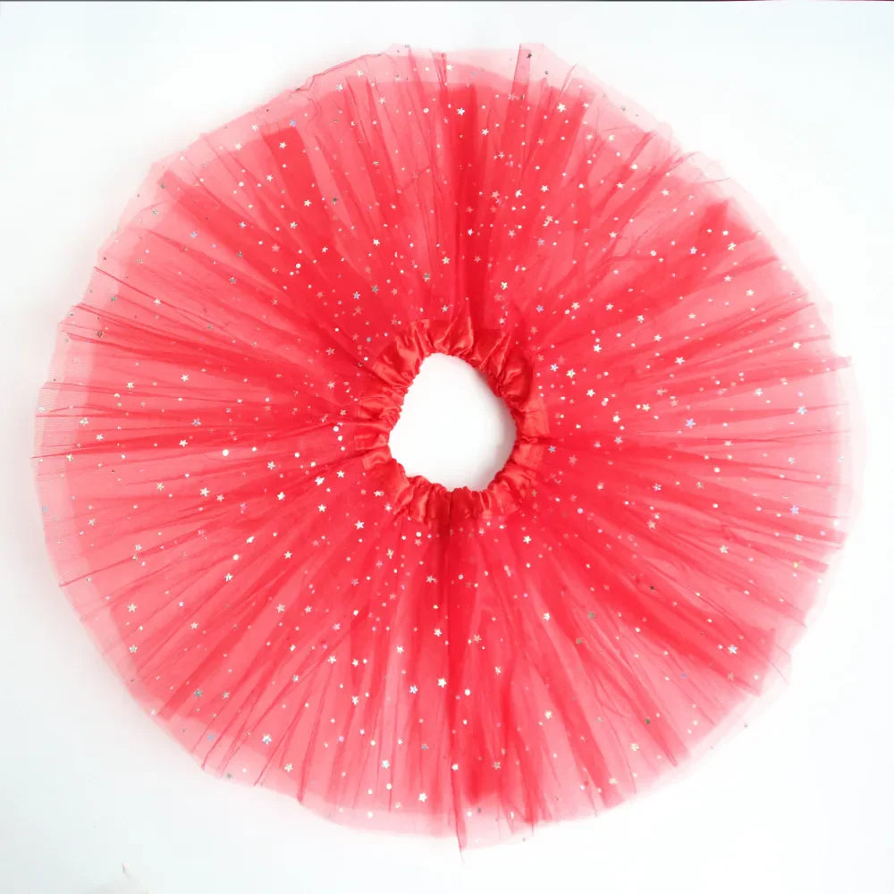 Fashionable pink girls' sparkle tutu skirt, pairs well with leotards or everyday tops