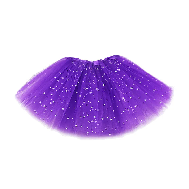 Full view of a pink girls' sparkle tutu skirt, perfect for toddlers and young children's fashion