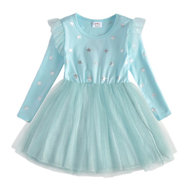 Girls' special occasion Star Sleeve Mesh Ball Gown, a beautiful and festive party dress