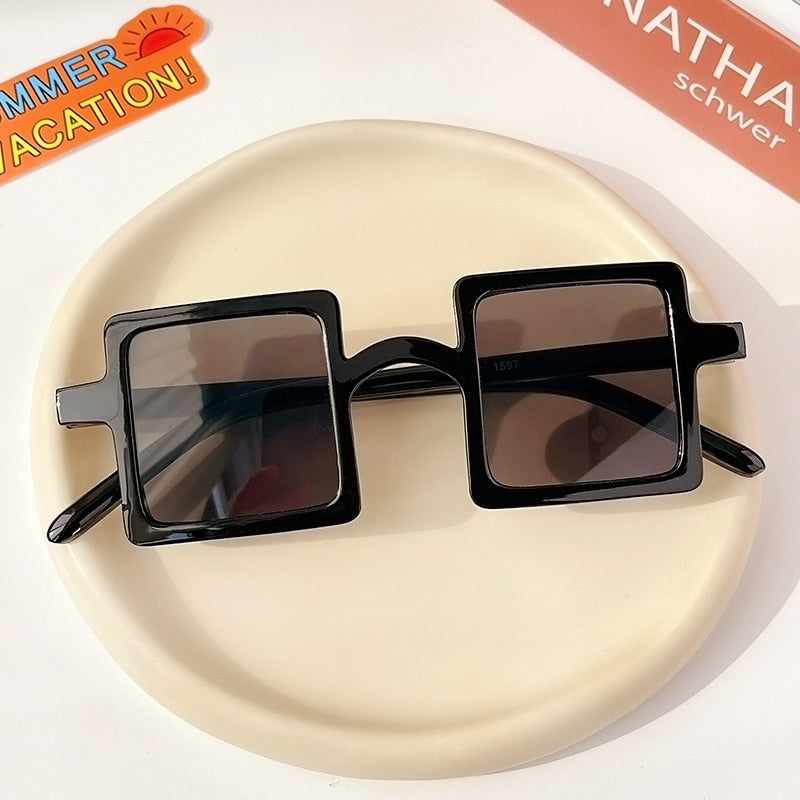 Girls' stylish geometric UV protection sunglasses for kids' outdoor activities.