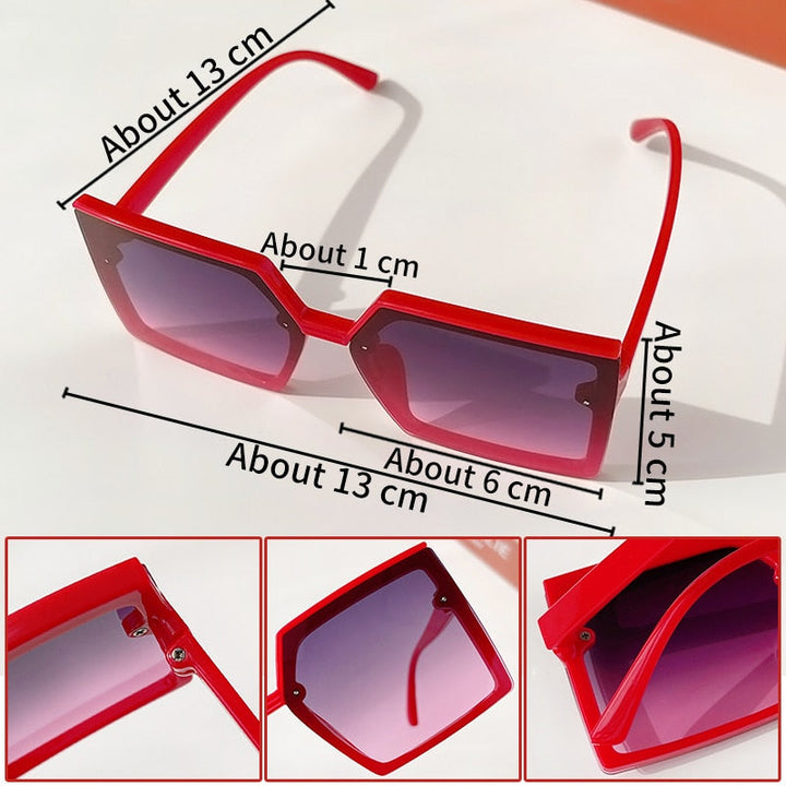 Trendy geometric kids' sunglasses with rectangle frames, ensuring comfort and maximum UV protection.