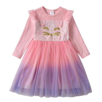 Girls' sweet & comfy cotton dress with playful rabbit design. Perfect casual knee-length O-neck for toddlers.