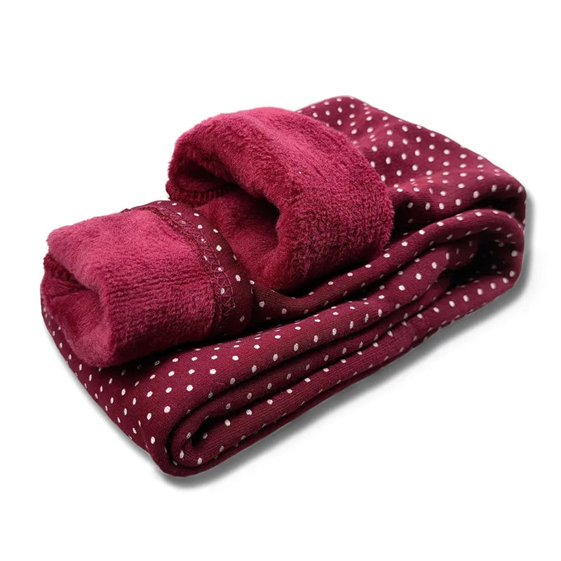 Essential girls' velvet dot leggings, practical cotton stretch trousers for children