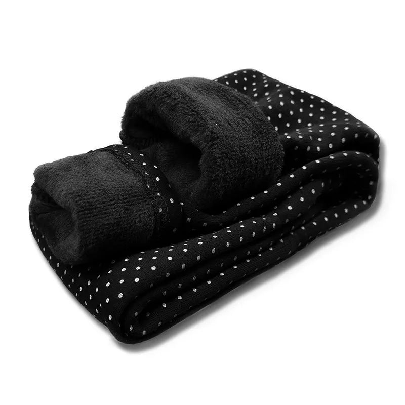Toddler girl wearing warm velvet dot leggings, comfortable and fashionable pants