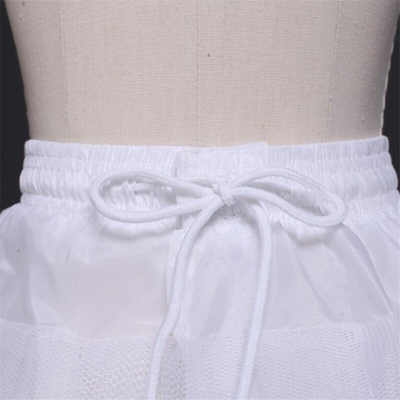 White 2-hoop petticoat skirt with lace for girls, perfect under a party or princess dress