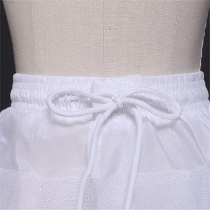 White 2-hoop petticoat skirt with lace for girls, perfect under a party or princess dress