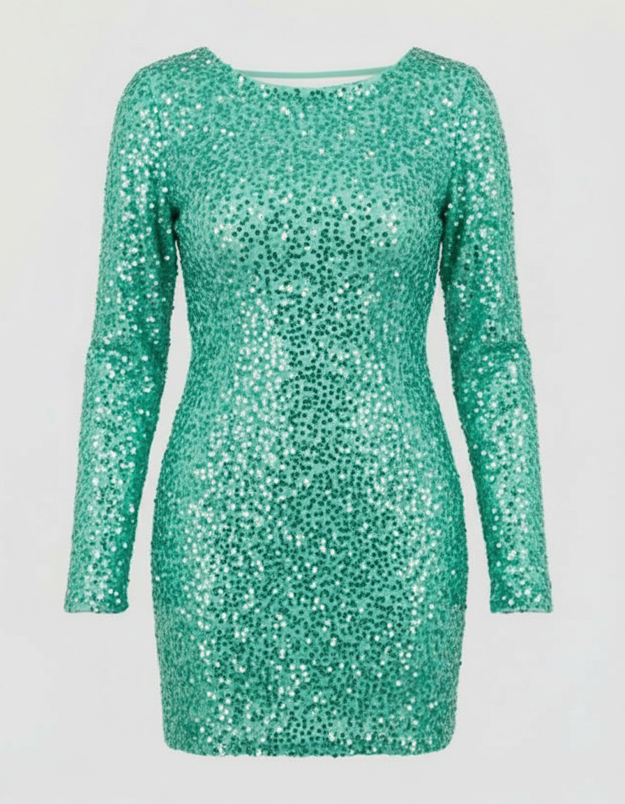 Sparkle women's mini dress with dazzling open-back design. A glamorous bodycon style perfect for cocktail parties.