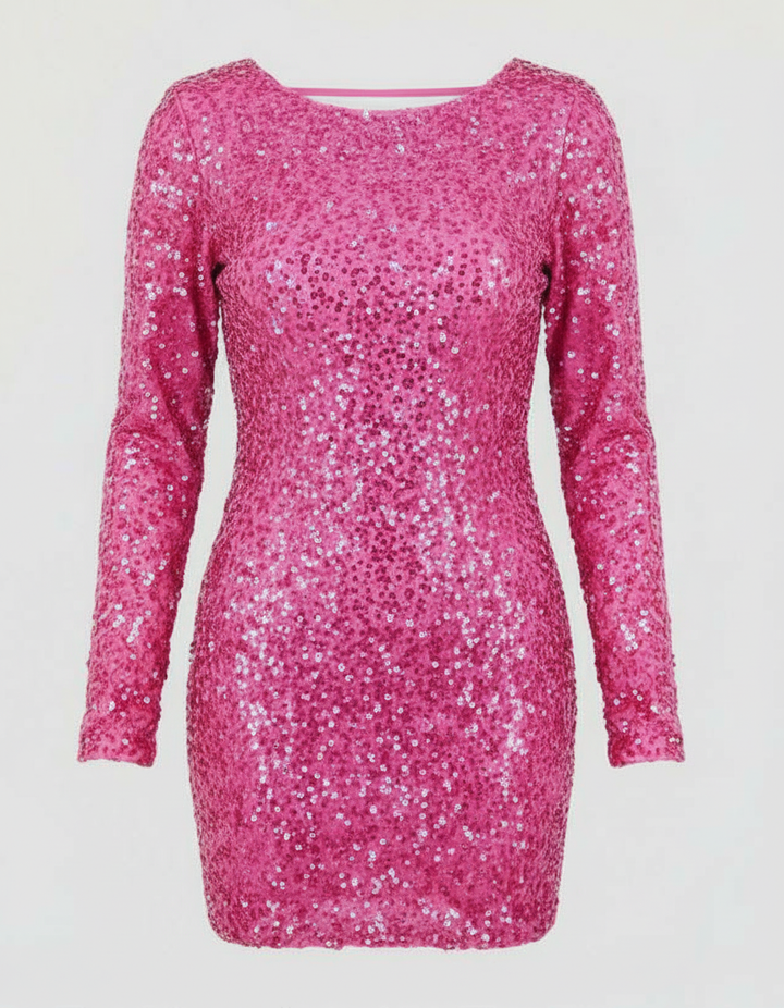 Dazzling open-back mini dress for women. A glamorous bodycon party dress, ideal for night outs & special evening wear.