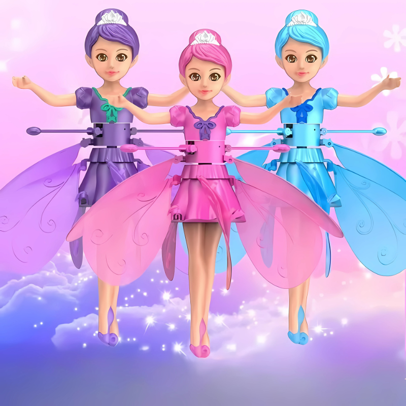 Glowing flying fairy toy with hand sensor, perfect for interactive kids' play and gifts.