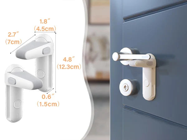 Baby safety door lever locks in gray, pair, for superior toddler protection and home childproofing