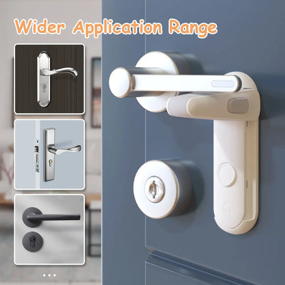 Baby safety lever door locks, 2 pieces, in grey to prevent toddlers from opening doors