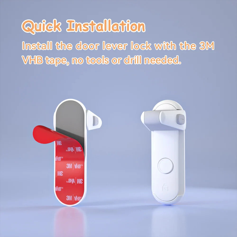 Toddler safety door lever locks, grey, childproofing solution for home, easy install