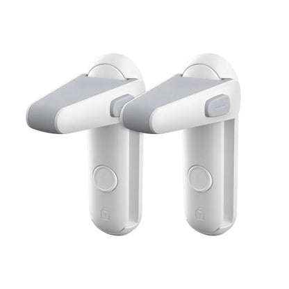 Secure your home with 2 grey baby safety door lever locks, ideal for toddlers