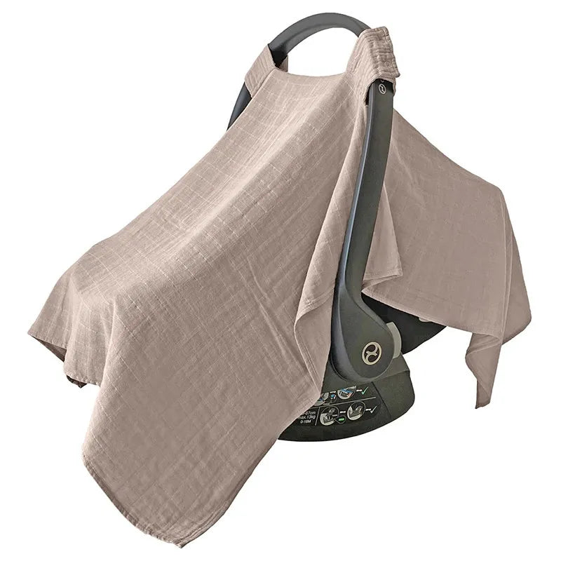Green baby stroller sun shade cover, windproof and breathable cotton for ultimate baby comfort.