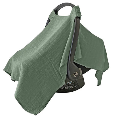 Pink breathable cotton stroller cover, essential baby accessory for sun and wind protection.