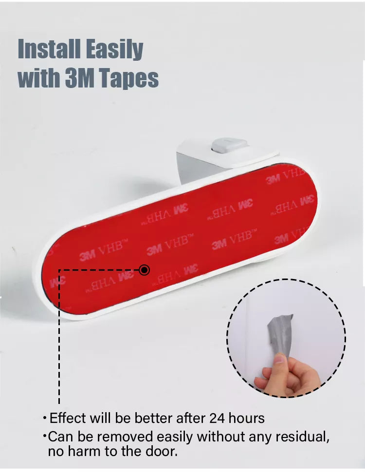 Installed gray childproof door lever lock, providing essential baby proofing solution