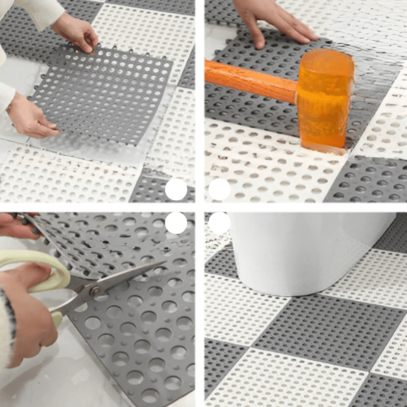 White hygienic shower mat set with non-slip grip, ensures fast drying & bathroom safety.
