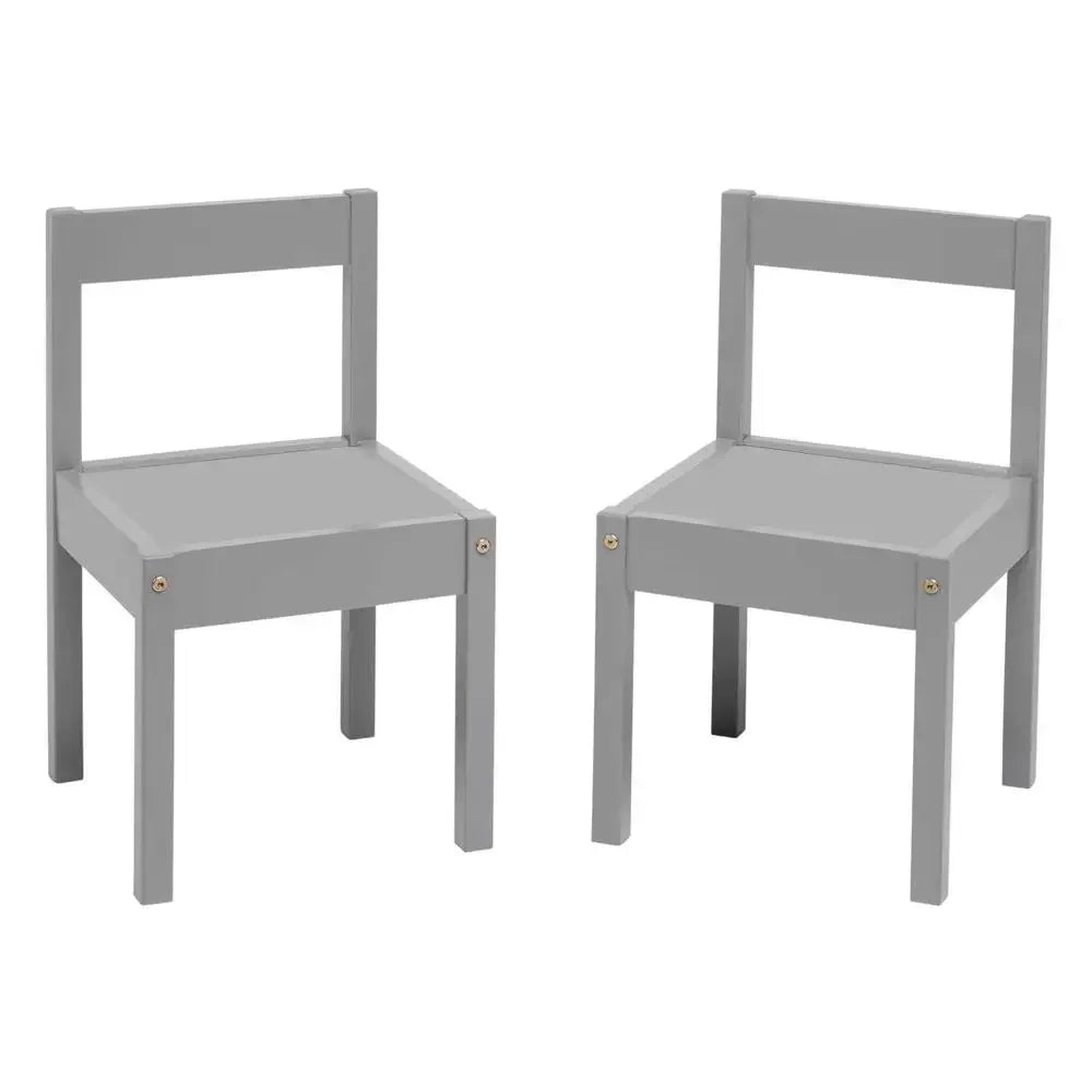 Children's gray rubberwood table and chair set, durable and easy-clean furniture for kids' play space.