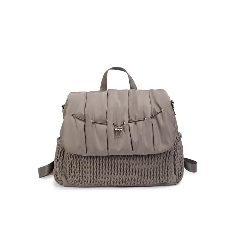 Gray waterproof mommy backpack set with baby bottle bag trio, ideal for baby transport