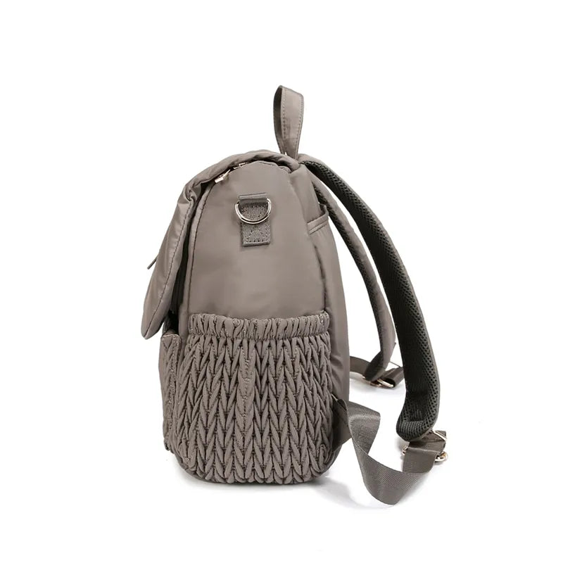 Full set: gray waterproof mommy backpack, large, medium, and small baby bottle bags
