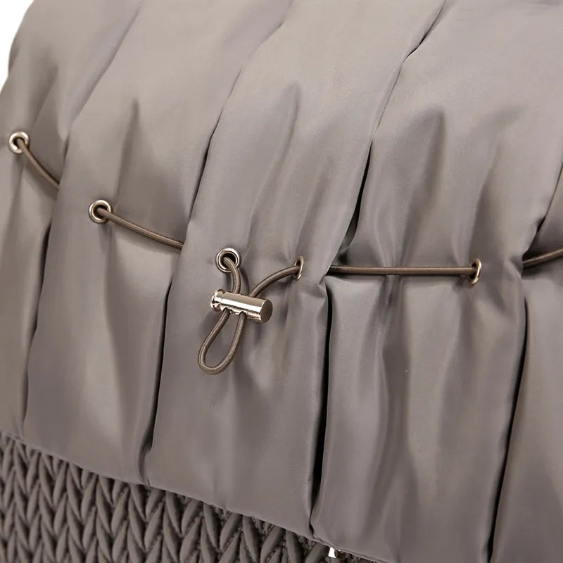 Organized interior of the gray waterproof mommy backpack, ready for baby's items