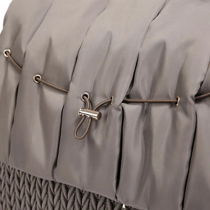 Organized interior of the gray waterproof mommy backpack, ready for baby's items