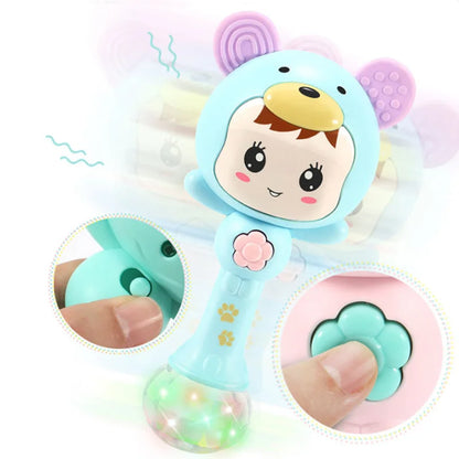 Educational plastic baby rattle toy, LED lights & sound for sensory development