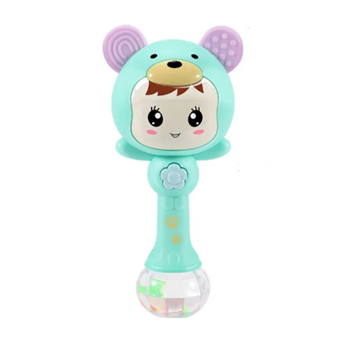 Toddler sensory rattle toy with LED lights, sound, promotes early learning