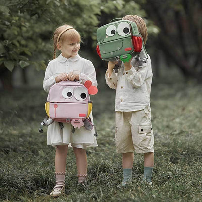 Pink canvas school bag for children, durable and lightweight, perfect for young students