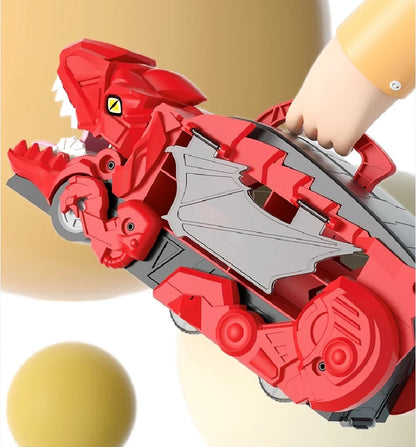 Children's dino toy car carrier, stores small toy vehicles for easy creative play fun