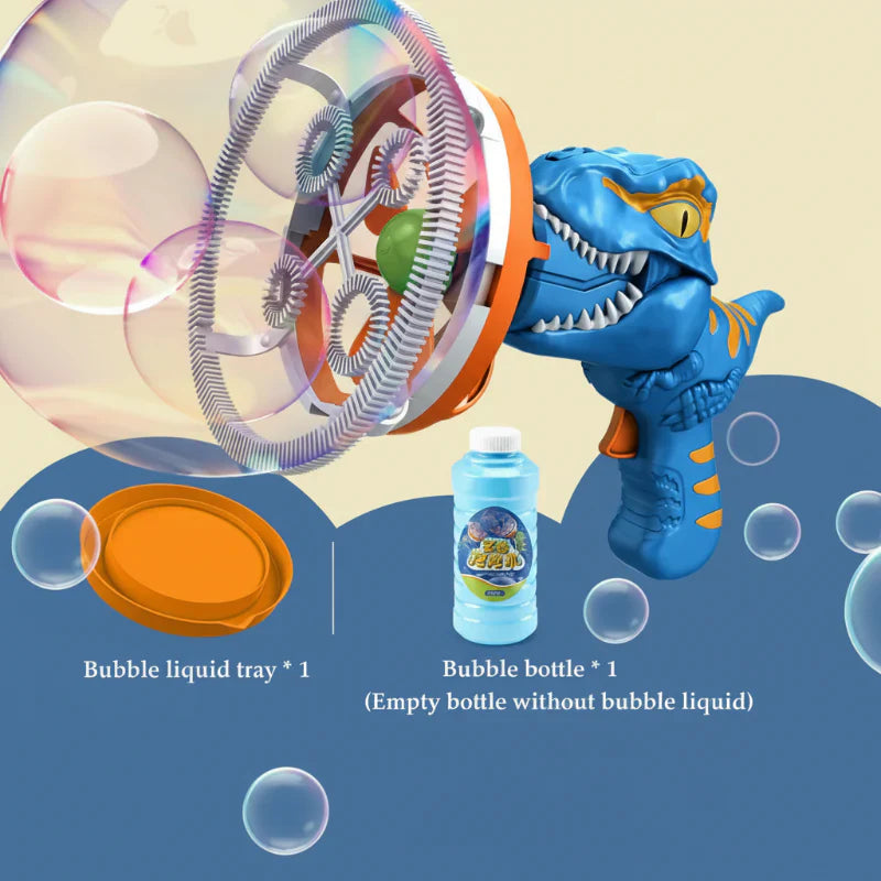 Compact and colorful Musical Dino Bubble Machine, a unique kids' toy and children's gift