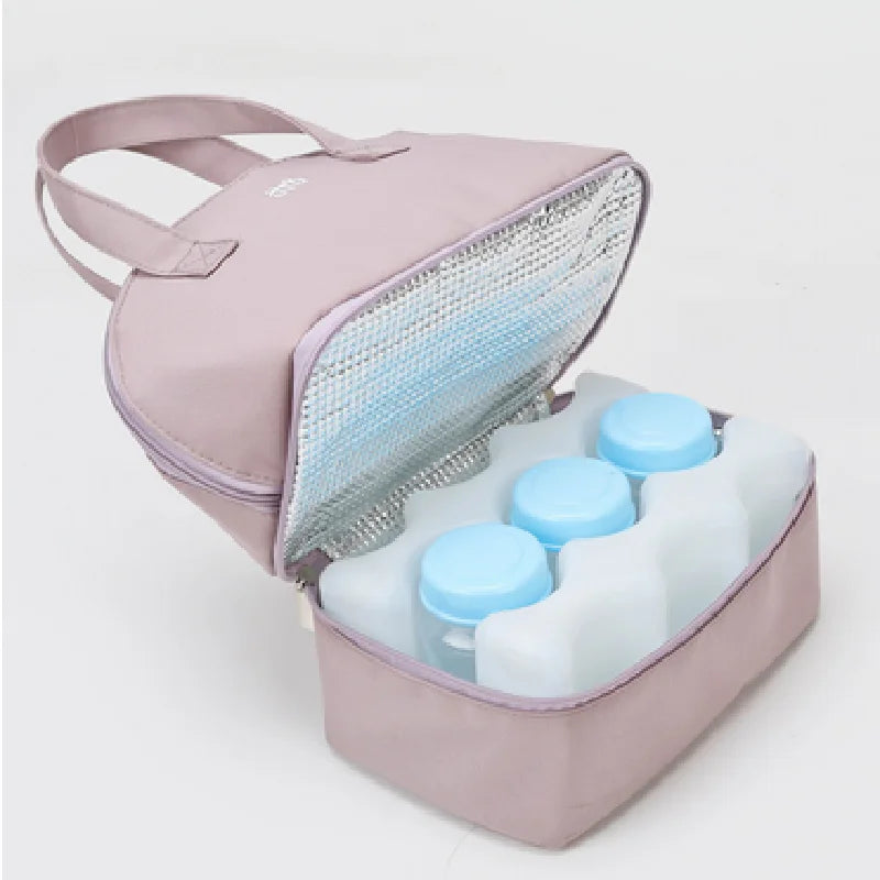 Black insulated breast milk bag, unisex design for convenient feeding on the go