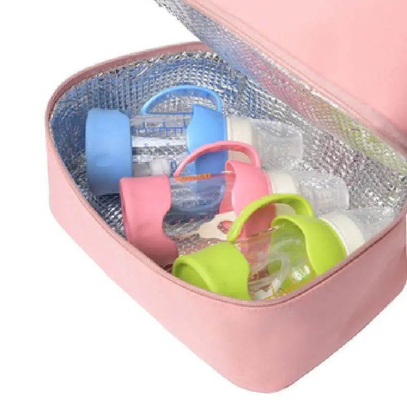 Pink thermal breast milk bag, double-layer cooler for nursing mothers, maternity supply