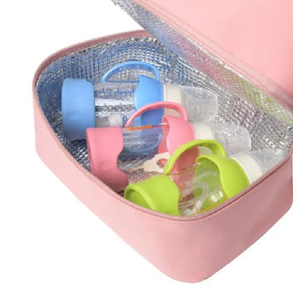 Pink thermal breast milk bag, double-layer cooler for nursing mothers, maternity supply