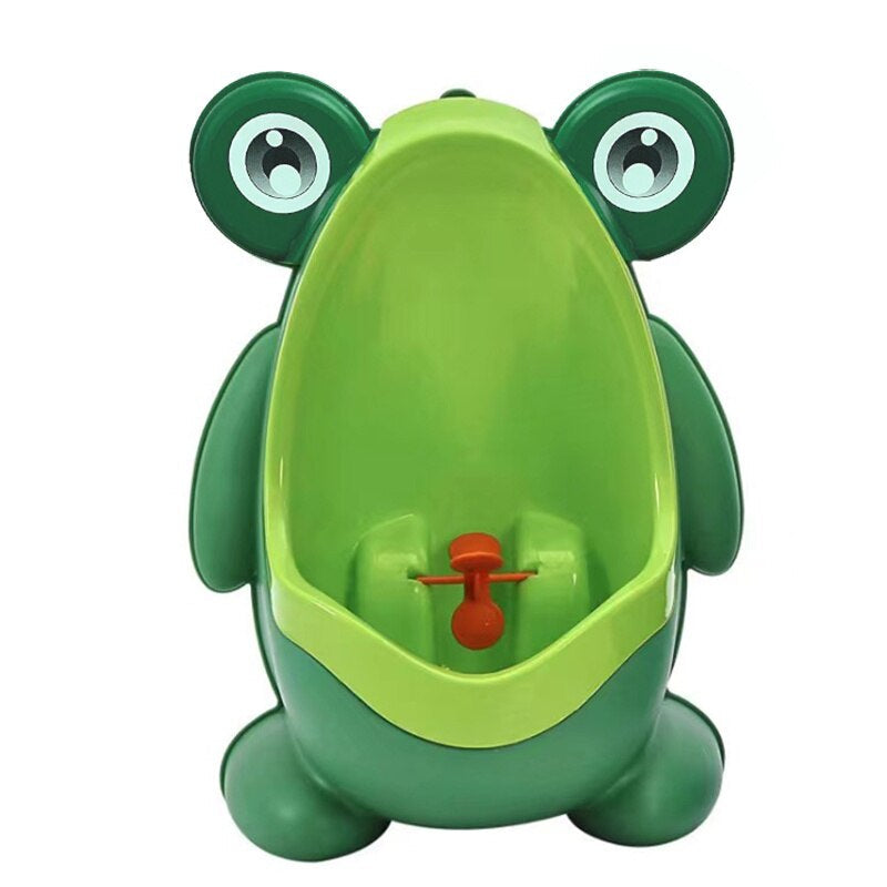 Green frog design children's vertical urinal for boy's potty training, easy wall mount