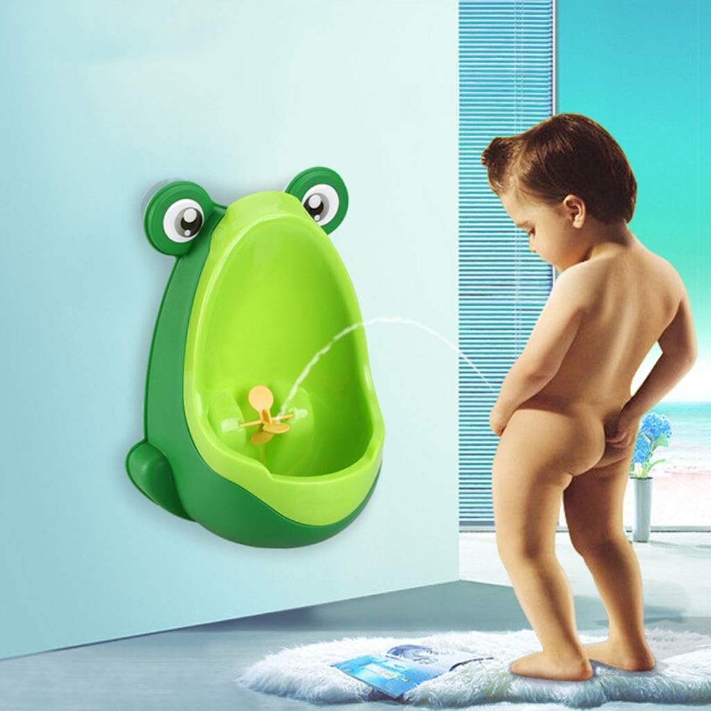 Kids hygiene product: Green frog design wall-mounted urinal for toddler potty training