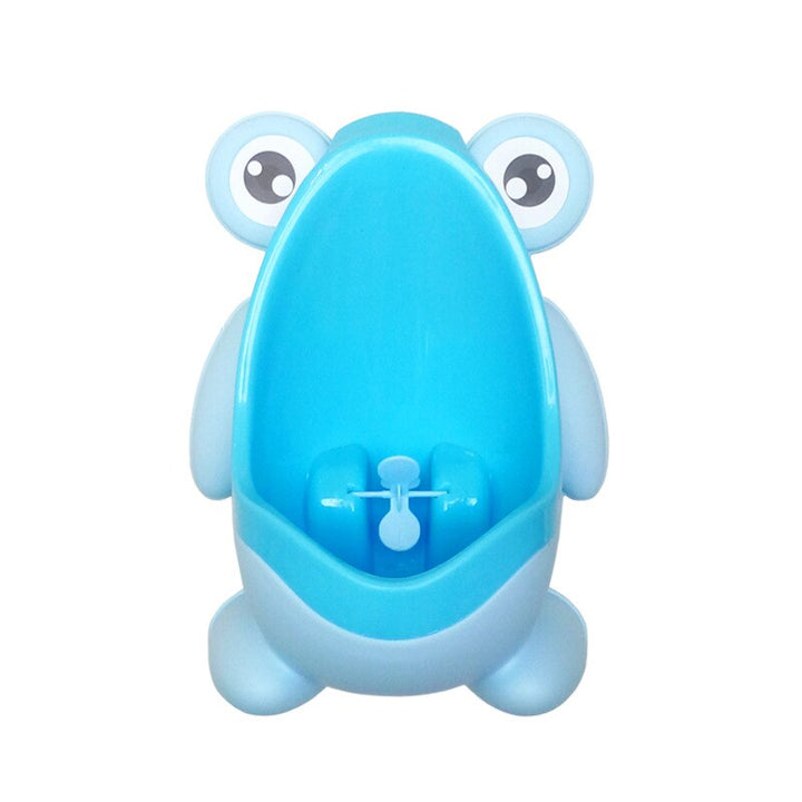 Detailed image of the ABS plastic construction of the frog toddler urinal, a durable children's product