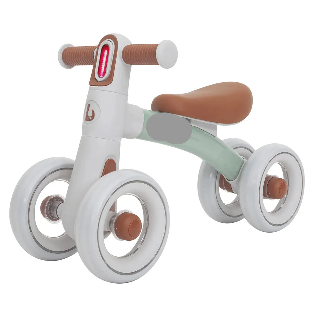 Green-geey toddler balance bike for 12-24 months with headlight & silent wheels. First no-pedal learning toy.