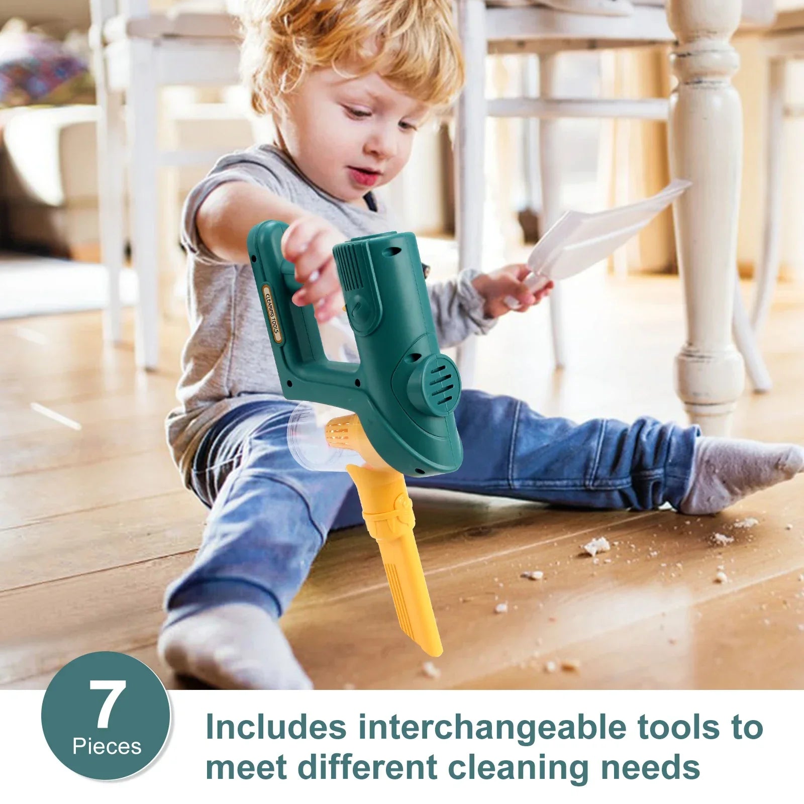 Pink children's toy vacuum cleaner, an interactive pretend play gift for kids' cleaning role play.