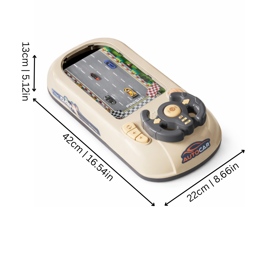 Educational beige and green driving simulator toy for children's interactive play