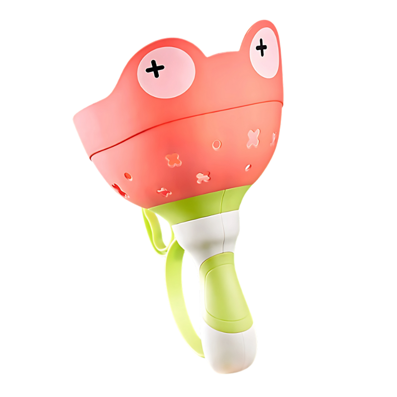 Three kids' disc launcher toys in green, red, and yellow, designed for engaging outdoor play and improving motor skills.