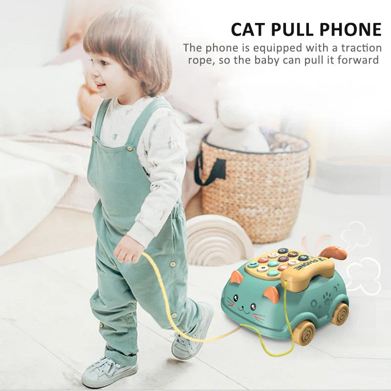Close-up of baby's musical piano phone toy with colorful buttons, engaging infant activity