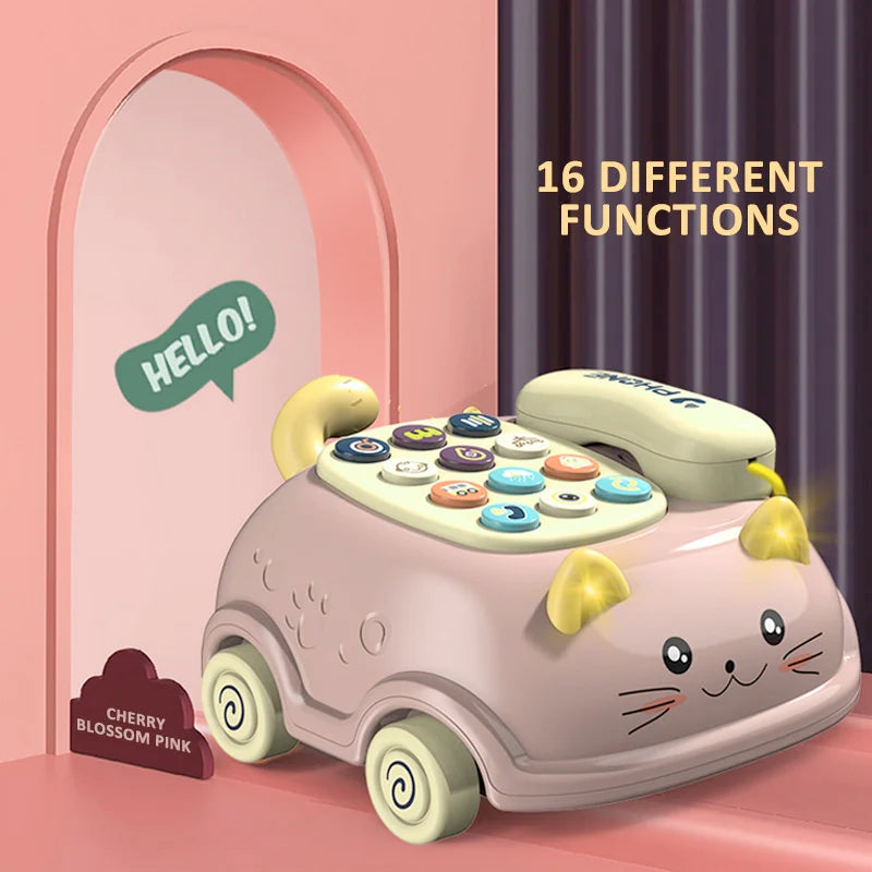 Brightly colored green and pink baby piano phone toy, perfect for musical exploration