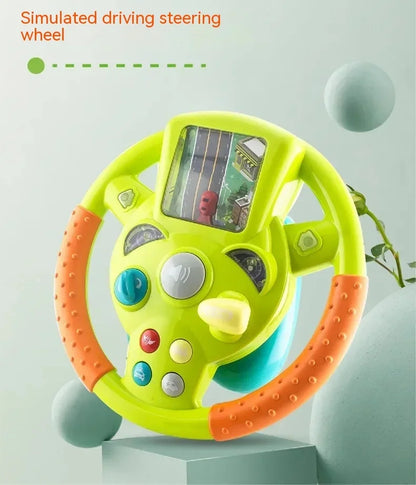 Kids' green and purple steering wheel toy: interactive play, educational sounds & vibrant lights.
