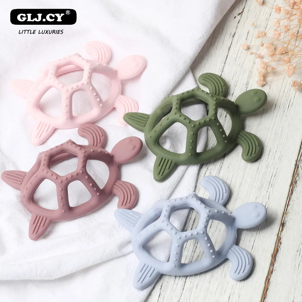 Soft infant teething toy: silicone turtle teether for newborn oral care