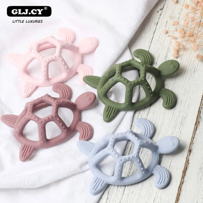 Soft infant teething toy: silicone turtle teether for newborn oral care