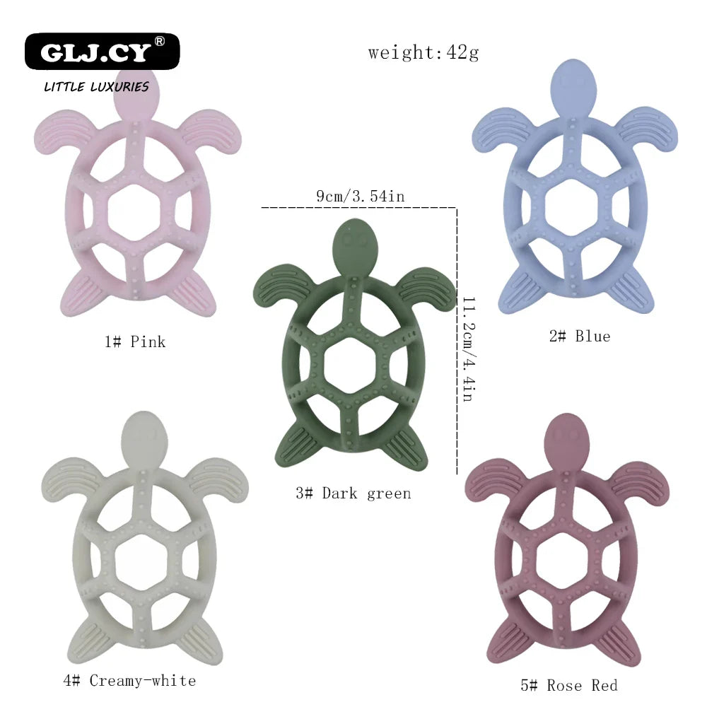 Collection of colorful silicone turtle teethers for infants' oral care needs